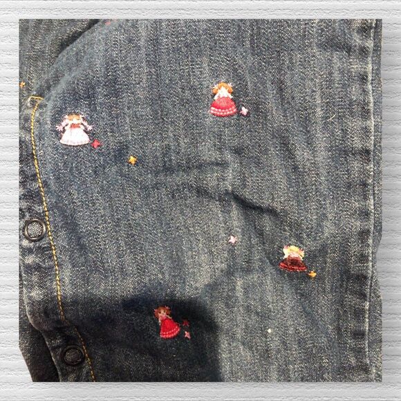 Gymboree Peruvian Doll Embroidered Denim Overalls 2T 2006 Vintage Rare - Picture 3 of 6